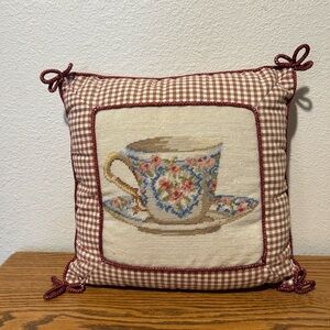 Cross-Stitch Rose Teacup Design